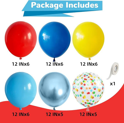 HILAVO Red Yellow Blue Balloons Light Baby Royal Metallic Blue Red Yellow - Image 2