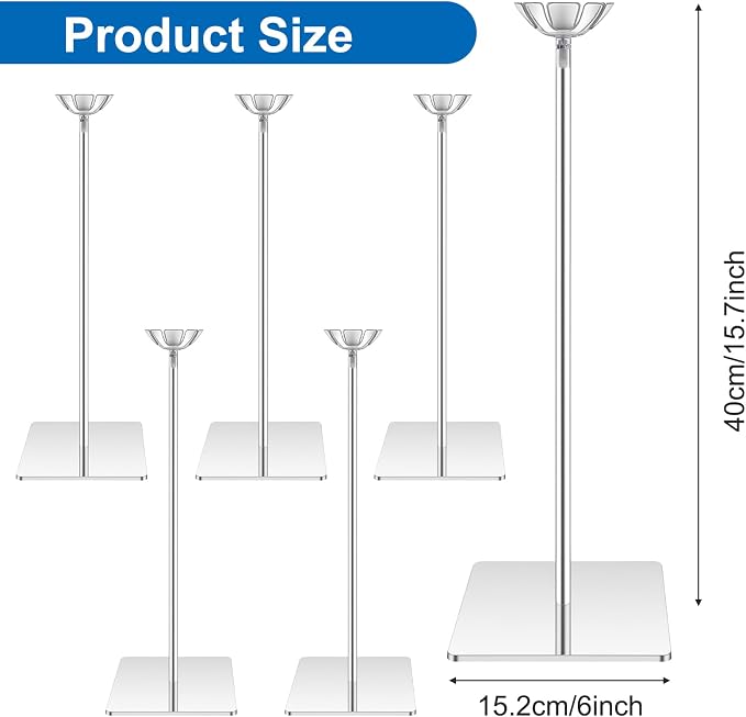 5 Pcs Clear Acrylic Balloon Stand, 15.7 Inch Tabletop Balloon Holder - Image 2