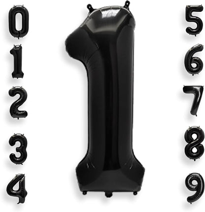AULE 40 Inch Black Number Balloon 1 Foil 0-9 Birthday Big Numbers | Birthday by AULE