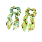 Ladybug Green Leaf Satin Hair Ties for Thin Hair Rainbow Pot of God Ribbon Hair Elastics for Girls 2 Piece St Patricks Day Scarf Scrunchies