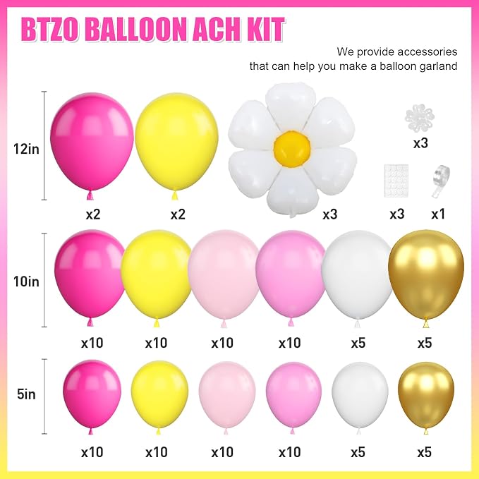 Yellow Pink Balloon Garland, Daisy Balloon Arch - Image 2