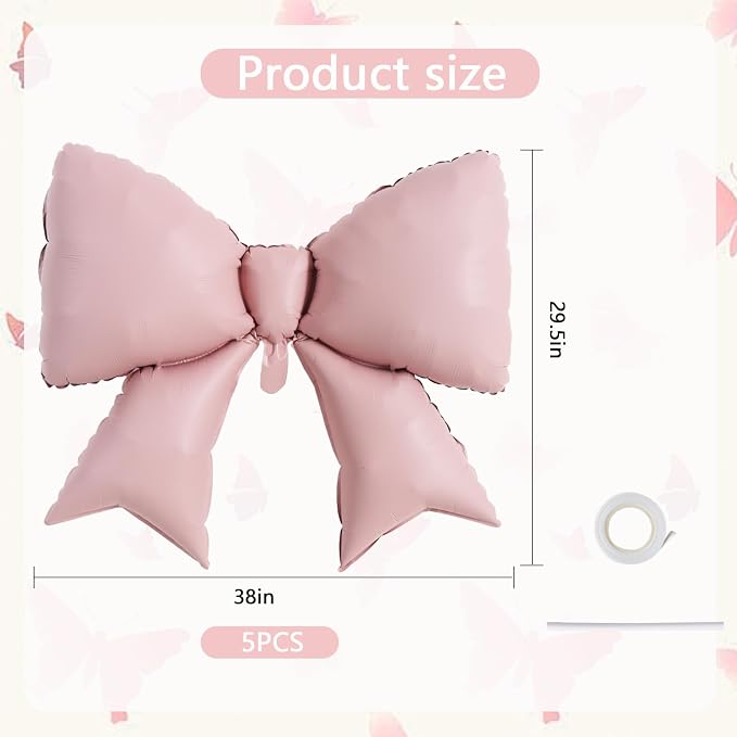 5Pcs 38 Inch Giant Pink Bow Balloon - Image 2