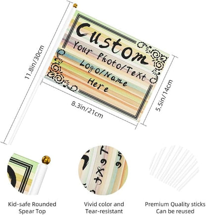 Custom Mini Flag on Stick Make Your Own Flags Personalized Photo Text Logo - Image 5
