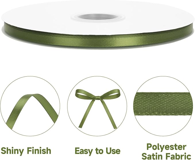 KINGLAKE Olive Green Satin Ribbon - Image 3