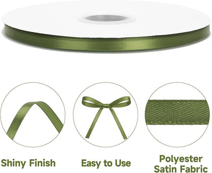 KINGLAKE Olive Green Satin Ribbon - Image 3