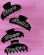 Personalized Hair Claw Clips with Rhinestones - Custom Bridal Claw Clips (Pearl Yellow)