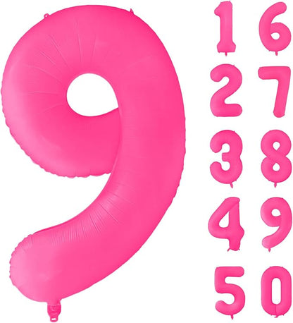 Fluorescent Rose Red Number Balloon 40 inch Giant Foil Helium Balloons Pink by Yeodong
