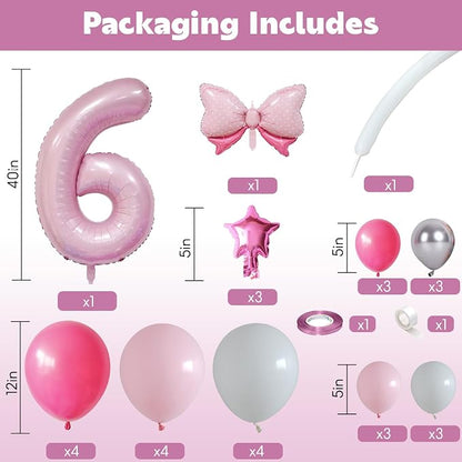 40 Inch Pink Number 6 Balloon for 6th Birthday Decorations Pastel Baby Pink - Image 2