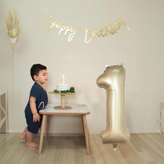 40 Inch Gold Number 1 Balloon for 1st Birthday Decoration, Metallic Light Gold - Image 3