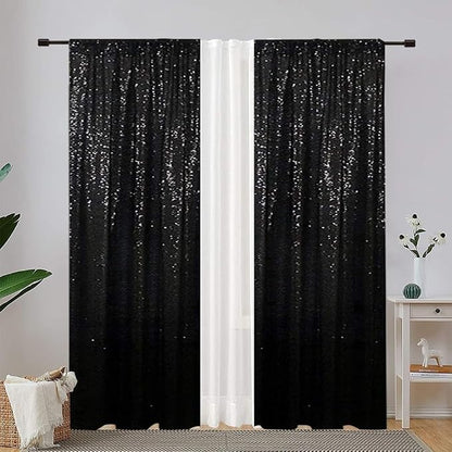 Eternal Beauty Black 3mm Sequin Backdrop 2x8 Ft 2 Pack Wedding | Dense Sparkle - Image 2