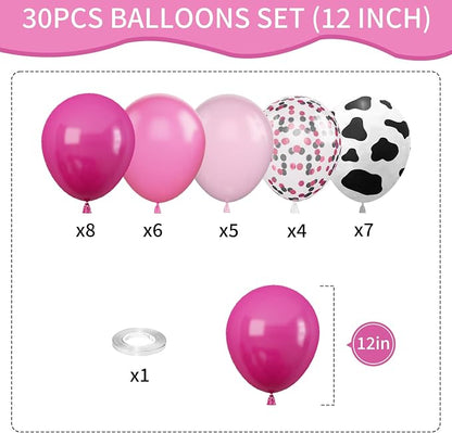 Cow Balloons, 12 Inch Pink Cow Print Balloon Hot Pink Pastel Pink Confetti Pink - Image 3