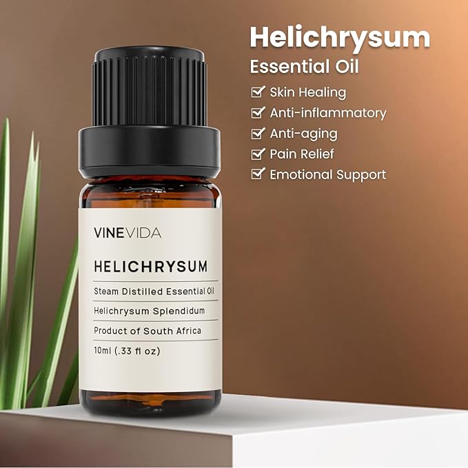 VINEVIDA Helichrysum Essential Oil 10 mL - Pure, Undiluted Helichrysum Oil for DIY Candle Scents and Soapmaking - Safe for Skin
