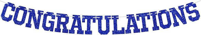 Blue Glitter Congratulations Banner, Achievement Celebrations, 2026 by Miss+Onederful