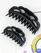Solid Black Claw Clips for Women Large and Medium Size Neutral Butterfly Hair Clips Basic Non-Slip Hair Styling Accessories 2pcs in Set(Arc-Black)