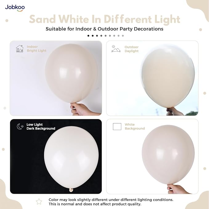 Jobkoo Sand White Balloons 12 Inch - Image 3