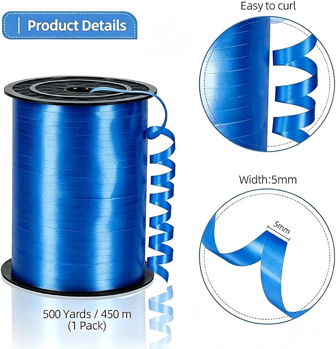 Blue Curling Ribbon, 3/16 inch x 500 Yard Dark Blue Curling Ribbon - Image 4
