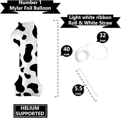40 Inch Cow Print Balloon, Number 1 balloons Cow Balloons - Image 3