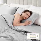 Lirex Satin Pillowcase 2-Pack, Queen Size Satin Pillowcase Soft Solid Color Microfiber, Wrinkle Free Fade Resistant Breathable, Light Gray