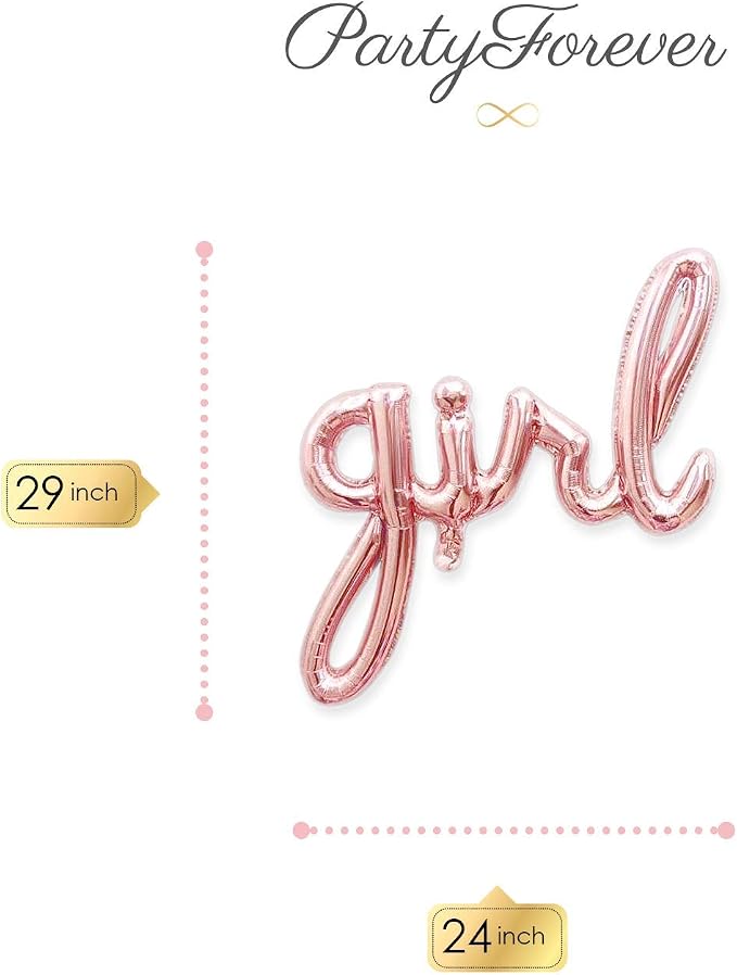 PartyForever Baby Girl Balloon Rose Gold Letters - Image 4