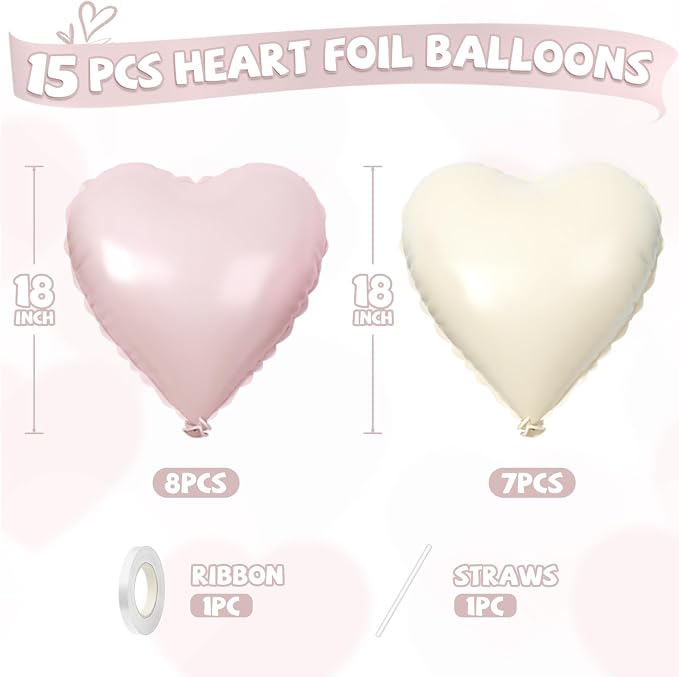 Pink Cream Heart Balloons - Image 2