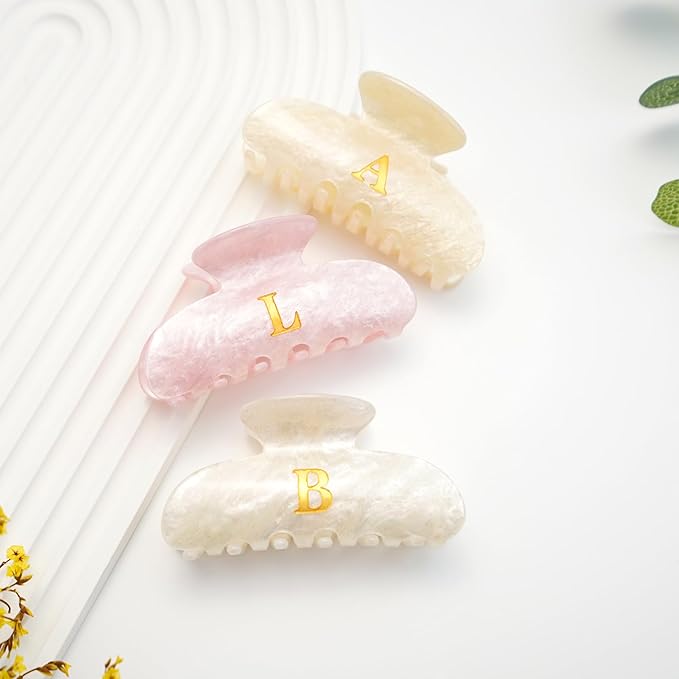 Acrylic Letter Hair Clips for Women - Pink Monogram Hair Claw Alphabet Large Hair Clip, Fashion Glitter Claw Clips Elegant And Durable Hair Accessory, Letter T