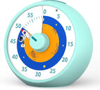 Visual Timer for Kids, 60-Minute Countdown Timer for Classroom Office Kitchen, Desk Timer Kids Time Management Tools with Silent Operation, Pomodoro Time Rainbow Pattern