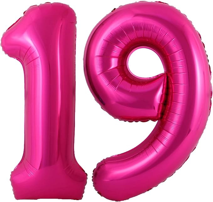 40 Inch Hot Pink 19 Balloons Giant 19 Balloons Hot Pink 19 Birthday Balloons by LHOAVWE