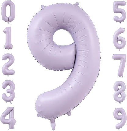 Pastel Purple 9 Number Balloons, 40 Inch Light Purple 9 Balloons Large Helium by BBPOOL