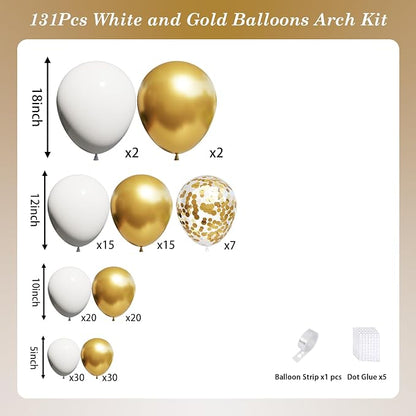 White and Gold Balloons Arch Kit, Engagements, Bridal Shower, Anniversary - Image 2