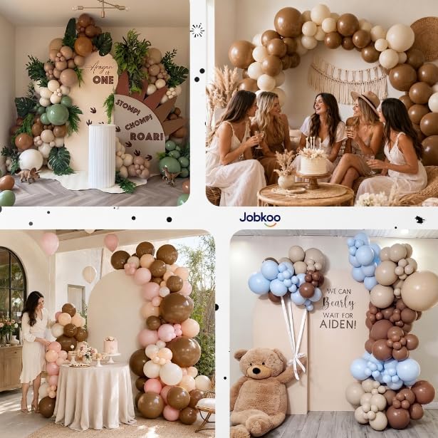 Jobkoo Brown Balloons 12 Inch, Light Brown Coffee Neutral Latex Balloon | Matte - Image 7