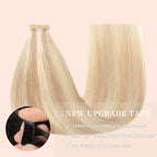 Tape in Hair Extensions Human Hair, Ash Blonde Highlighted Bleach Blonde 20pcs Straight Seamless Skin Weft Tape in Real Human Hair(P18K/60#,14 Inch)