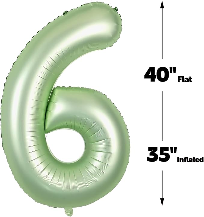Oliver Green Number 6 Balloon 40 inch, Birthday Party Balloons Decorations | - Image 3