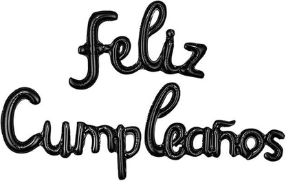 ZHENGYE Black Feliz Cumpleanos Small Letters Conjoined Balloons Banner Happy by ZHENGYE