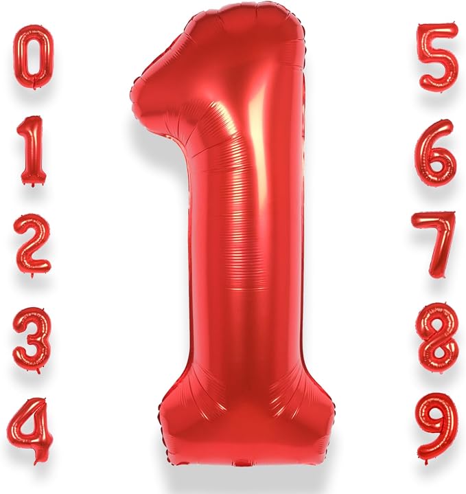 AULE 40 Inch Red 1 Balloon Number Foil 0-9 Birthday Big Numbers | Birthday by AULE