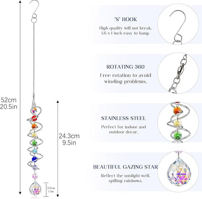 5 Pack Crystal Suncatcher Gazing Ball Spiral Wind Spinner Garden Decor | - Image 6