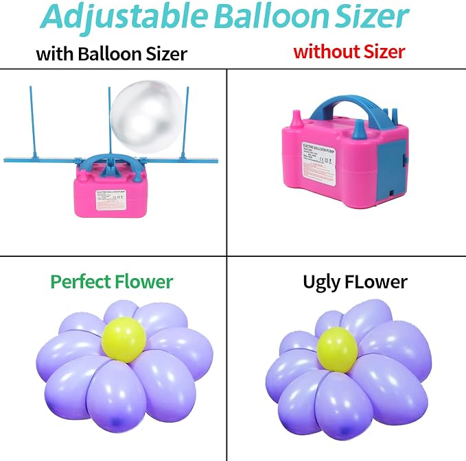 Balloon Pump Electric, 110V 600W Balloon Blower Inflator Dual Nozzle Air Pump - Image 5