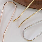 Metal Hair Fork 4.6 inch Simple U Shape Updo Hair Sticks Alloy Gold-plated 2 Prong Bun Hair Pins Clips Grips for Women Thick Hair Styling Tool Accessories, 3 Pack