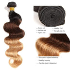28 30 32 Inch Ombre Brown Bundles Human Hair Blonde Body Wave Bundles Niegmeag Virgin Soft and Silky Remy Hair Extensions Double Weft 2 Tone Light Brown and Honey Blonde Bundle Hair Weave