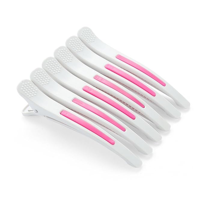 6Pcs/set Pinup Plastic Duck Bill Hair Clips for Sectioning Hair - Professional Non Slip Silicone band Clips Salon DIY Accessories Hairpins Hairgrip for Women(White-Style2)