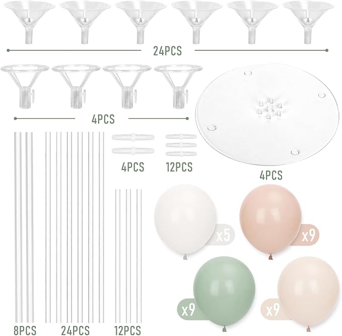 FYSUIMU 4Set Pink and Green Balloon Stand Kit Pastel Pink White Sage Green - Image 4