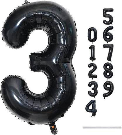40" Black Number 3 Balloon for Birthday Party Decorations, Large Self Inflating - Image 9