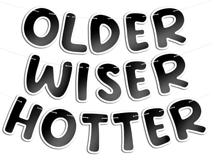 Fulmoon Set of 3 Pre Strung Older Wiser Hotter Glitter Banner Funny Birthday by Fulmoon