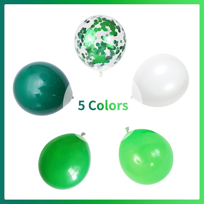 60 Pack Green Latex Balloons, 12 Inch Matte White Dark Emerald Green Light Lime - Image 8