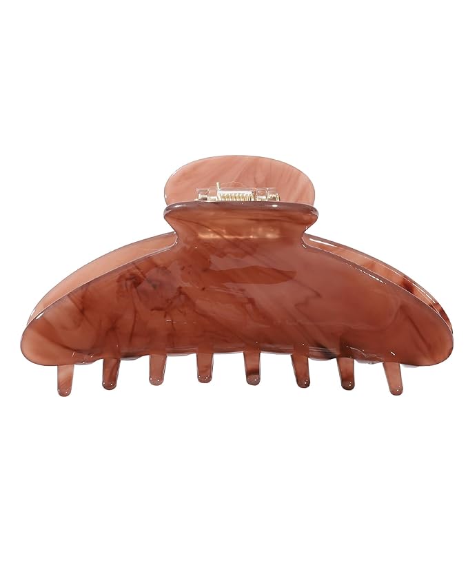 HAIMEIKANG Large Acetate 4 Inch Hair Claw Clip for Women - French Style Hair Claws for Thick Hair with Non-Slip Teeth, Hair Accessories for Updos, Buns & Ponytails