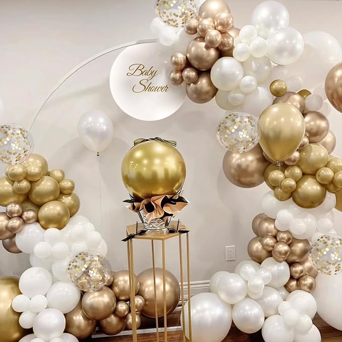 White and Gold Balloon Garland Arch Kit - Image 6