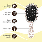 Mini Hair Brush,Cute Detangling Travel Hair Brush,Soft Bristles for Effortless Tangle Removal,Detangler Hairbrush for Women Men Boys Girls Kids Wet Dry All Hair Types (Brown Cow, Mini)