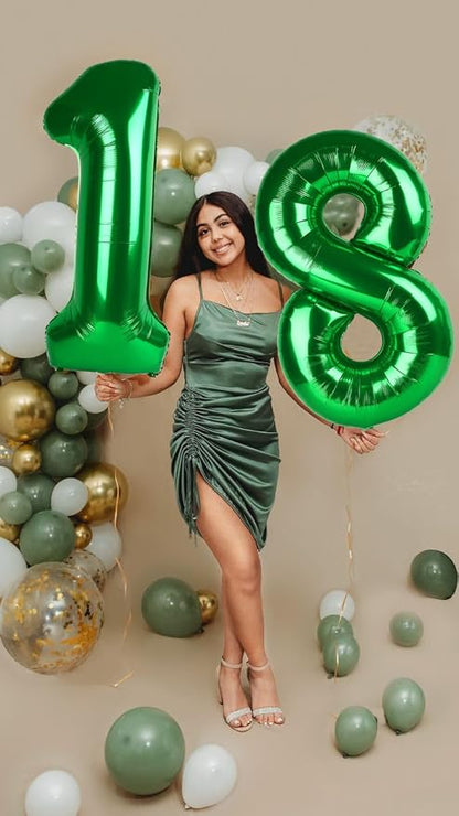 Number 18 Balloon 40Inch for 18 Year Old Birthday Decorations, Dark Green | - Image 2