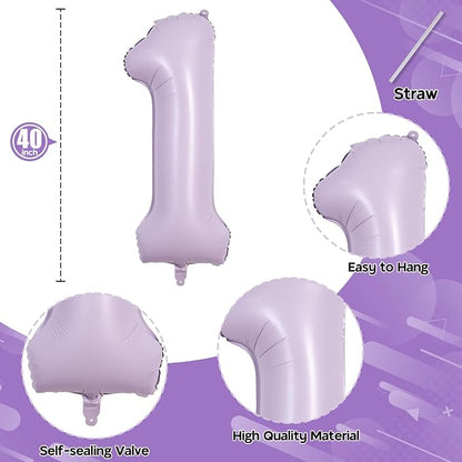40 Inch Light Purple Number 1 Balloon - Image 2