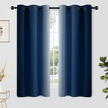 Yakamok Ombre Curtains Blue and Greyish White by Yakamok