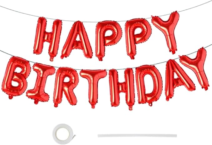 16" Happy Birthday Foil Letter Balloons Banner Set | Alphabet Balloons by EHCBHG